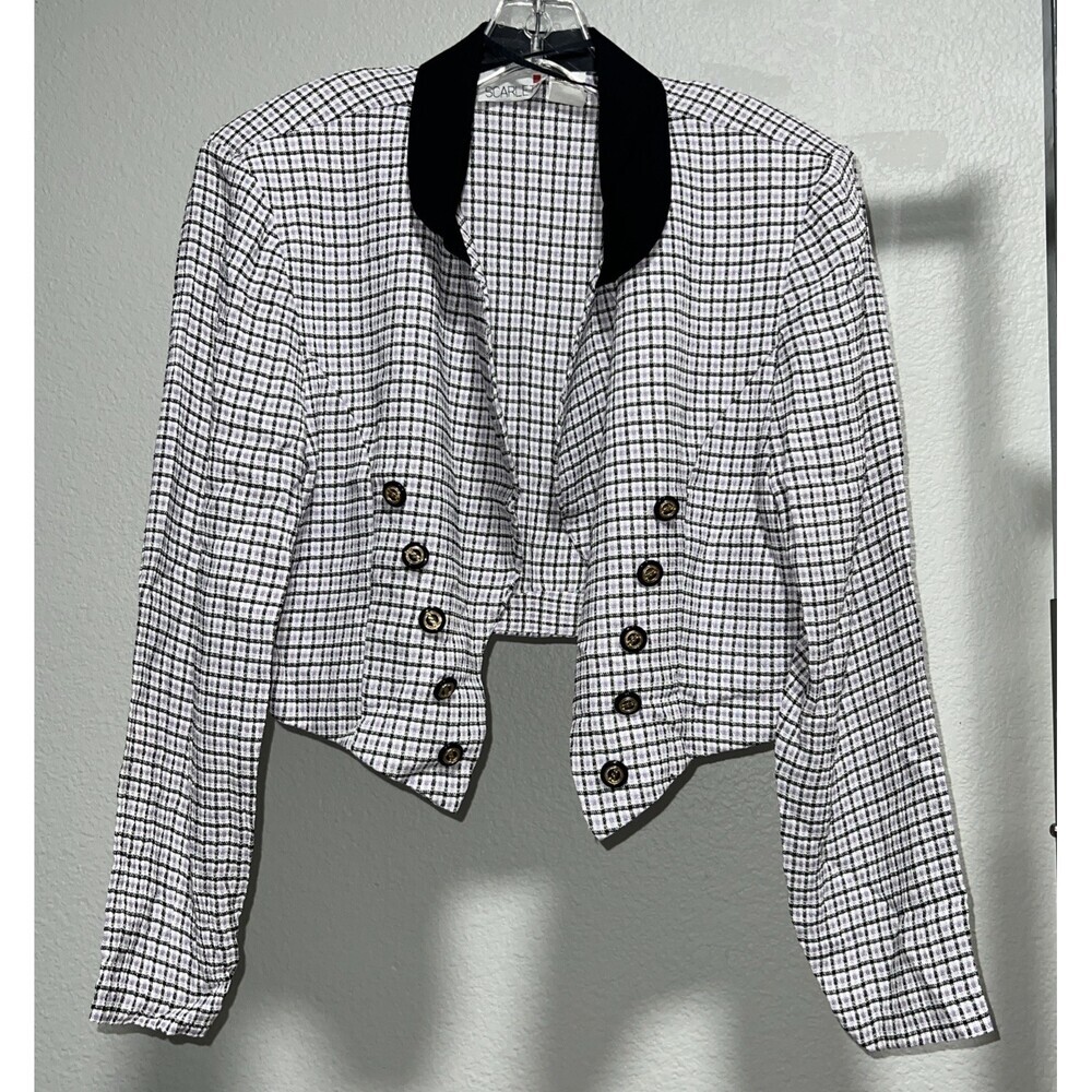 Scarlett Cropped Bolero Jacket Black Collar Gold Button Detail Women Size 12